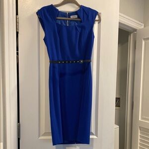 Elegant Blue Dress with Belt